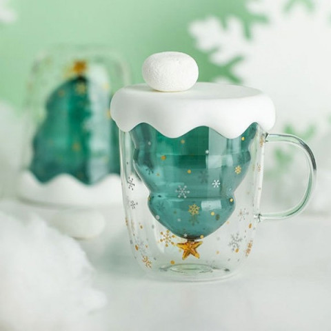 250ML Christmas-Tree Glass Mug, Promotional Glass