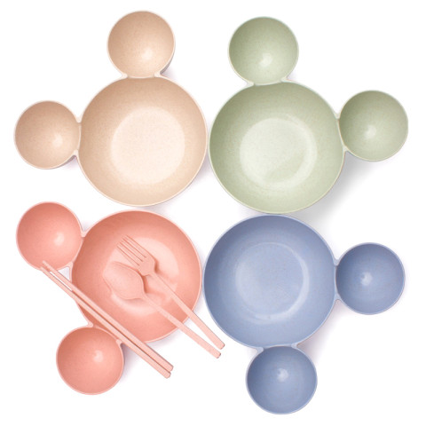 Wheat Straw Bowl Dinnerware, Cutlery Set