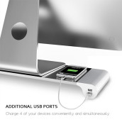 Aluminum Monitor Stand Riser with 4 USB Charging Ports