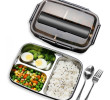 3-Compartment Stainless Steel Lunch Box (with Cutlery), Cutlery Set