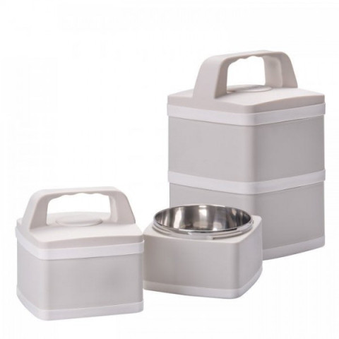 Duo-Tier Stainless Steel Lunch Box, Cutlery Set