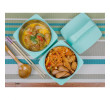 Duo-Tier Stainless Steel Lunch Box, Cutlery Set