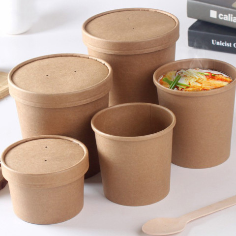 Disposable Kraft Paper Food Containers, Cutlery Set