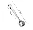Stainless Steel Ground Coffee Measuring Scoop Spoon with Bag Seal Clip, Kitchenware