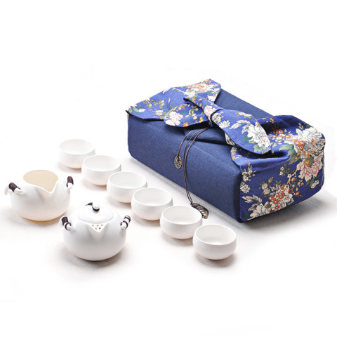 Portable Travel Tea Set Pouch, Ceramic Mug