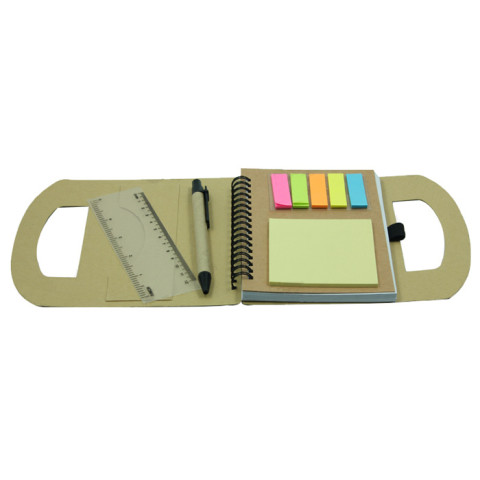 Eco Notebook with Sticky Note, Wooden Pens