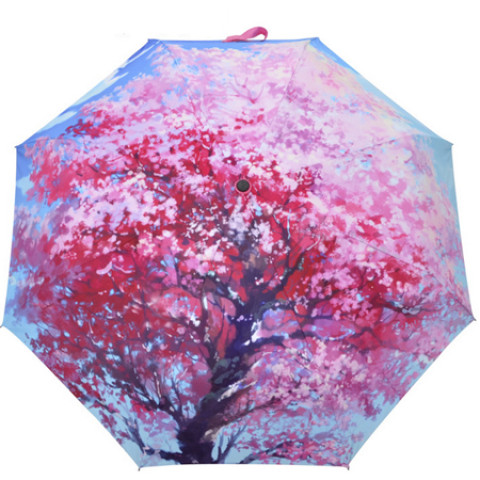 Color 21-inch Three-folding Umbrella, Folding Umbrella