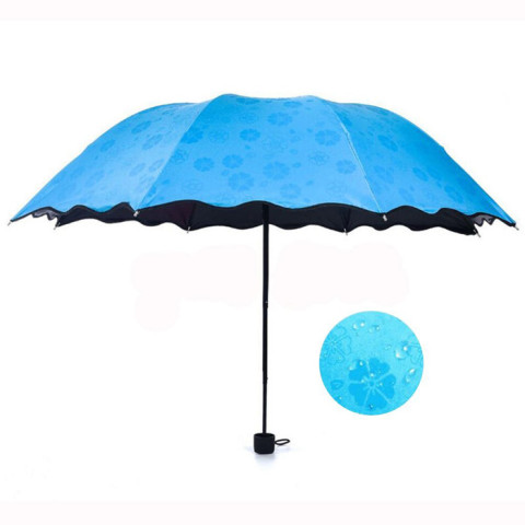 Water Activated Color Changing Flower Print Umbrella, Folding Umbrella