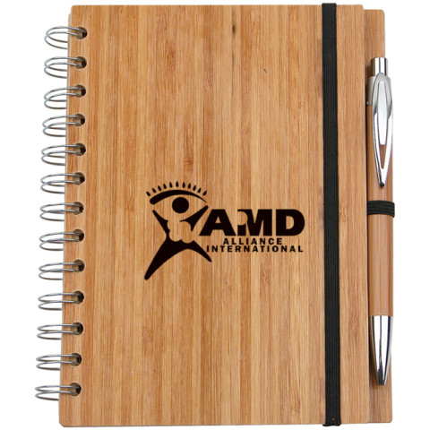 Eco-Friendly Bamboo Notebook, Wooden Pens